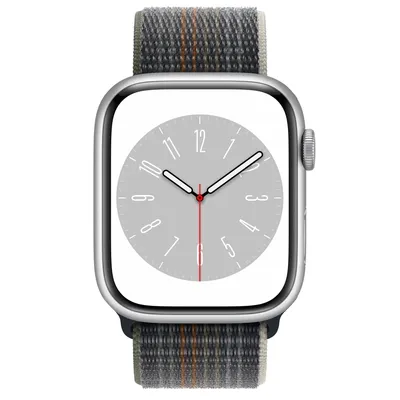 Apple Watch Series 8 GPS + Cellular, 45mm Silver Aluminum Case with Midnight Sport Loop