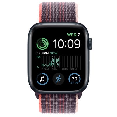 Apple Watch SE GPS + Cellular, 44mm Midnight Aluminum Case with Elderberry Sport Loop