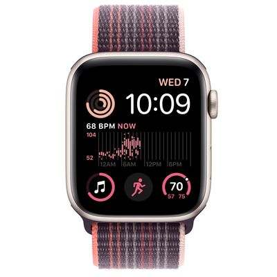 Apple Watch SE GPS, 44mm Starlight Aluminum Case with Elderberry Sport Loop