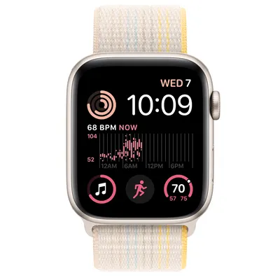 Apple Watch SE GPS, 44mm Starlight Aluminum Case with Starlight Sport Loop
