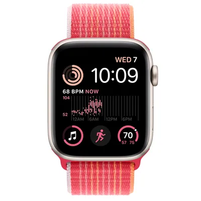 Apple Watch SE GPS, 44mm Starlight Aluminum Case with (PRODUCT)RED Sport Loop