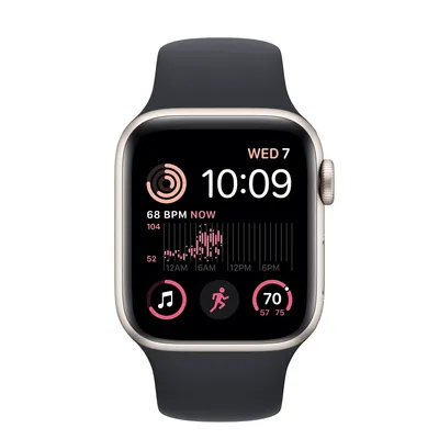 Apple Watch SE GPS, 40mm Starlight Aluminum Case with Midnight Sport Band - S/M