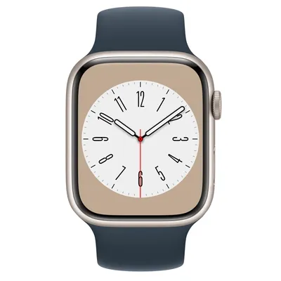 Apple Watch Series 8 GPS + Cellular, 45mm Starlight Aluminum Case with Storm Blue Solo Loop - Size 1
