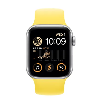 Apple Watch SE GPS + Cellular, 40mm Silver Aluminum Case with Canary Yellow Solo Loop - Size 1