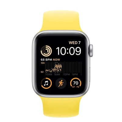 Apple Watch SE GPS, 40mm Silver Aluminum Case with Canary Yellow Solo Loop - Size 1