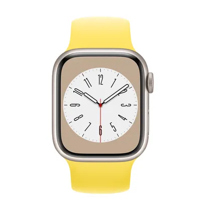 Apple Watch Series 8 GPS, 41mm Starlight Aluminum Case with Canary Yellow Solo Loop - Size 1