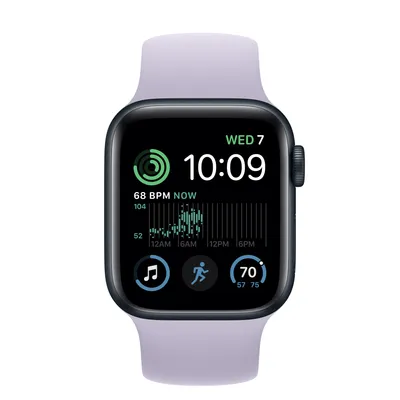 Apple Watch SE GPS, 40mm Midnight Aluminum Case with Purple Fog Solo Loop - Size 1