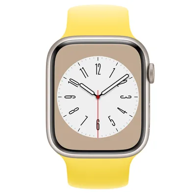 Apple Watch Series 8 GPS + Cellular, 45mm Starlight Aluminum Case with Canary Yellow Solo Loop - Size 1