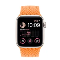 Apple Watch SE GPS, 40mm Starlight Aluminum Case with Bright Orange Braided Solo Loop - Size 1