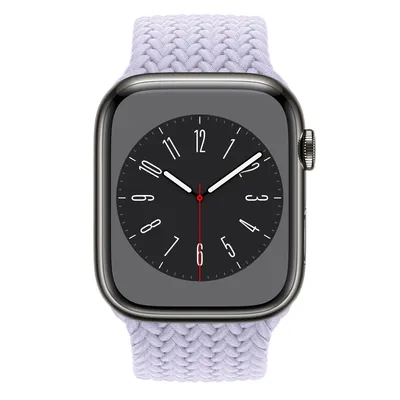 Apple Watch Series 8 GPS + Cellular, 45mm Graphite Stainless Steel Case with Purple Fog Braided Solo Loop - Size 1