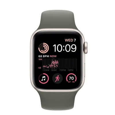Apple Watch SE GPS + Cellular, 40mm Starlight Aluminum Case with Olive Sport Band - S/M