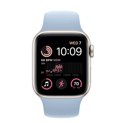 Apple Watch SE GPS, 40mm Starlight Aluminum Case with Sky Sport Band - S/M