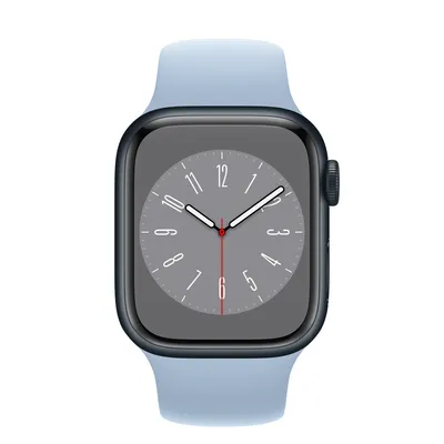 Apple Watch Series 8 GPS + Cellular, 41mm Midnight Aluminum Case with Sky Sport Band - S/M
