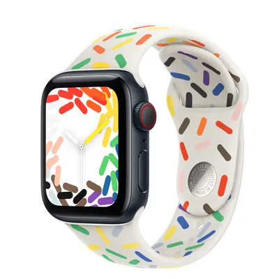 Apple Watch SE GPS + Cellular, 40mm Midnight Aluminium Case with Pride Edition Sport Band - S/M