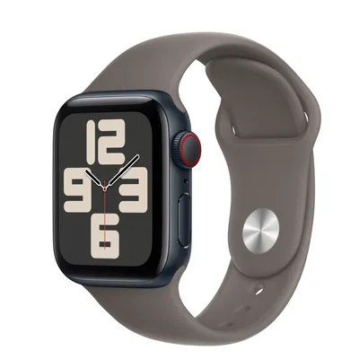 Apple Watch SE GPS + Cellular, 40mm Midnight Aluminum Case with Clay Sport Band -  S/M