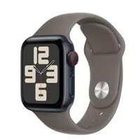Apple Watch SE GPS + Cellular, 40mm Midnight Aluminium Case with Clay Sport Band - S/M