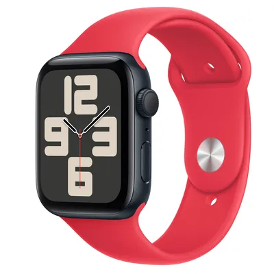 Apple Watch SE GPS, 44mm Midnight Aluminium Case with (PRODUCT)RED Sport Band - S/M