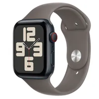 Apple Watch SE GPS + Cellular, 44mm Midnight Aluminum Case with Clay Sport Band -  S/M