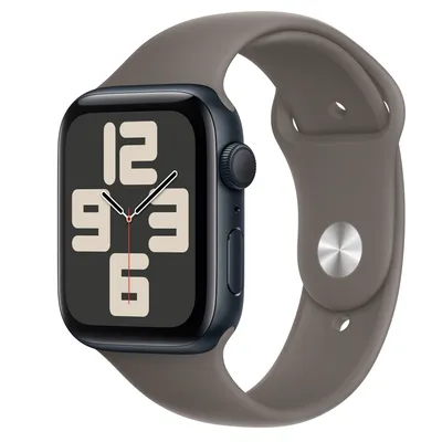 Apple Watch SE GPS, 44mm Midnight Aluminum Case with Clay Sport Band -  S/M