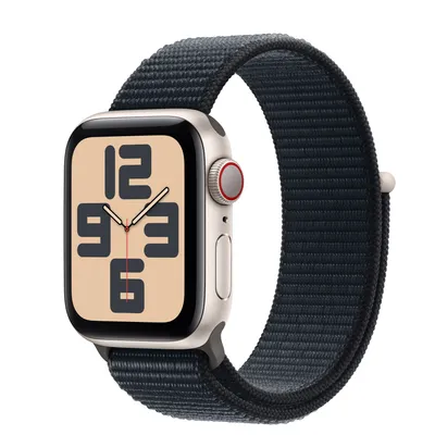 Apple Watch SE GPS + Cellular, 40mm Starlight Aluminum Case with Midnight Sport Loop