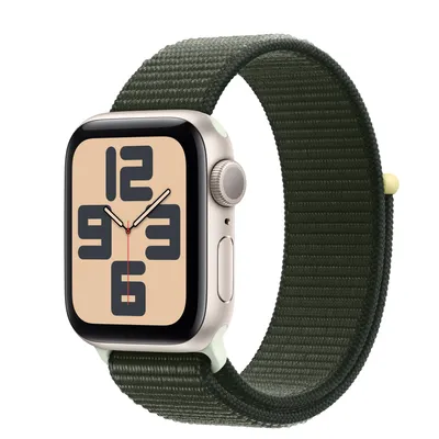Apple Watch SE GPS, 40mm Starlight Aluminium Case with Cypress Sport Loop