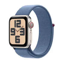 Apple Watch SE GPS + Cellular, 40mm Starlight Aluminum Case with Winter Blue Sport Loop