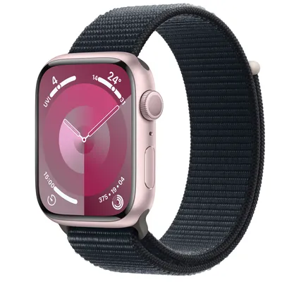 Apple Watch Series 9 GPS, 45mm Pink Aluminium Case with Midnight Sport Loop