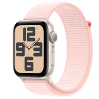 Apple Watch SE GPS, 44mm Starlight Aluminium Case with Light Pink Sport Loop