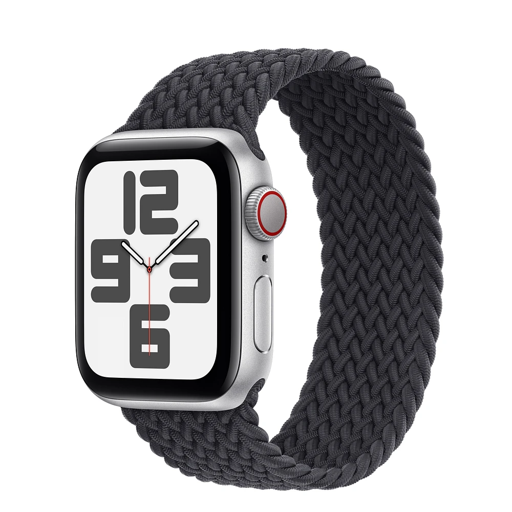 Apple Watch SE GPS + Cellular, 40mm Silver Aluminium Case with Midnight Braided Solo Loop