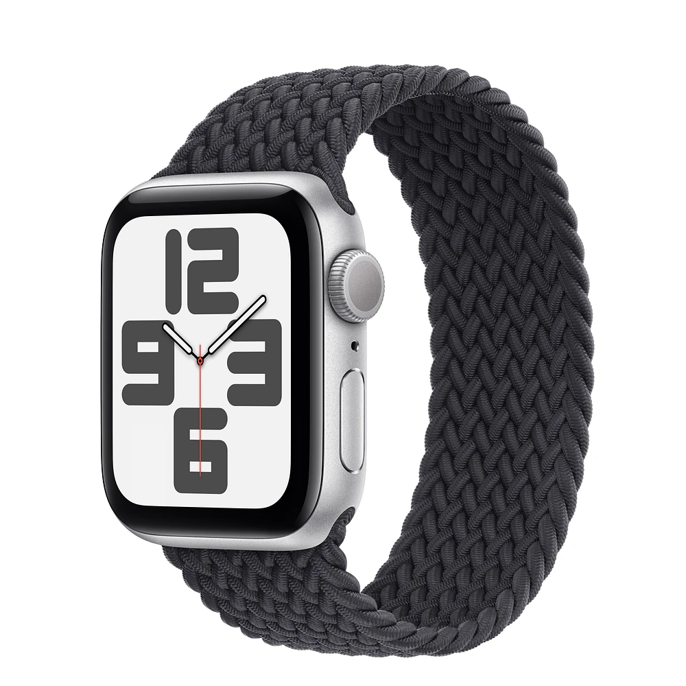 Apple Watch SE GPS, 40mm Silver Aluminium Case with Midnight Braided Solo Loop