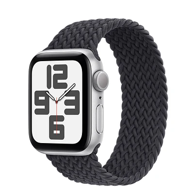Apple Watch SE GPS, 40mm Silver Aluminium Case with Midnight Braided Solo Loop