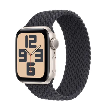 Apple Watch SE GPS, 40mm Starlight Aluminum Case with Midnight Braided Solo Loop
