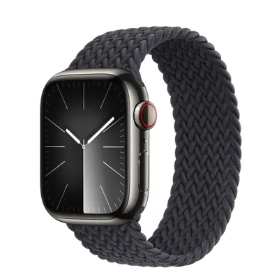 Apple Watch Series 9 GPS + Cellular, 41mm Graphite Stainless Steel Case with Midnight Braided Solo Loop - Size 1
