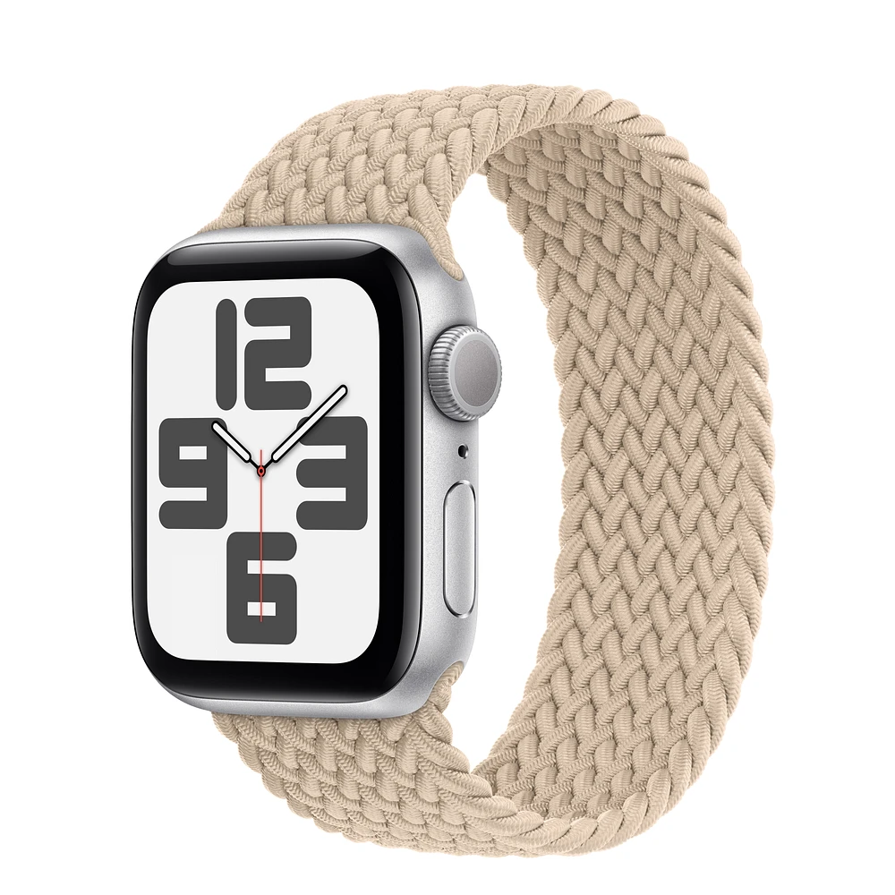 Apple Watch SE GPS, 40mm Silver Aluminium Case with Beige Braided Solo Loop