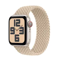Apple Watch SE GPS + Cellular, 40mm Starlight Aluminum Case with Beige Braided Solo Loop - Size 1