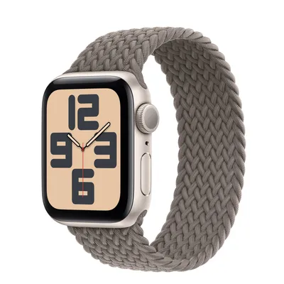 Apple Watch SE GPS, 40mm Starlight Aluminum Case with Clay Braided Solo Loop - Size 1