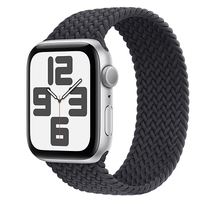 Apple Watch SE GPS, 44mm Silver Aluminum Case with Midnight Braided Solo Loop