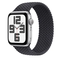 Apple Watch SE GPS, 44mm Silver Aluminium Case with Midnight Braided Solo Loop