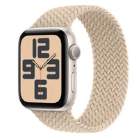 Apple Watch SE GPS, 44mm Starlight Aluminum Case with Beige Braided Solo Loop - Size 1