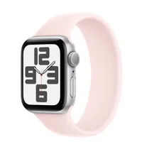 Apple Watch SE GPS, 40mm Silver Aluminum Case with Light Pink Solo Loop - Size 1