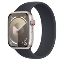 Apple Watch Series 9 GPS + Cellular, 45mm Starlight Aluminum Case with Midnight Solo Loop - Size 1