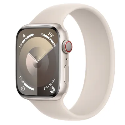 Apple Watch Series 9 GPS + Cellular, 45mm Starlight Aluminum Case with Starlight Solo Loop - Size 1