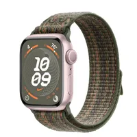 Apple Watch Series 9 GPS, 41mm Pink Aluminum Case with Sequoia/Orange Nike Sport Loop