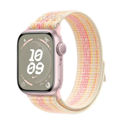 Apple Watch Series 9 GPS, 41mm Pink Aluminum Case with Starlight/Pink Nike Sport Loop