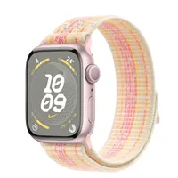 Apple Watch Series 9 GPS, 41mm Pink Aluminium Case with Starlight/Pink Nike Sport Loop
