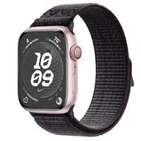 Apple Watch Series 9 GPS + Cellular, 45mm Pink Aluminum Case with Black/Blue Nike Sport Loop
