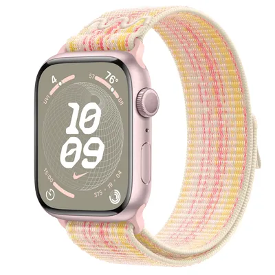Apple Watch Series 9 GPS, 45mm Pink Aluminum Case with Starlight/Pink Nike Sport Loop