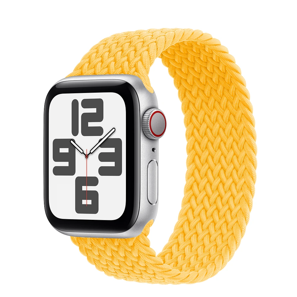 Apple Watch SE GPS + Cellular, 40mm Silver Aluminium Case with Sunshine Braided Solo Loop