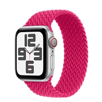 Apple Watch SE GPS + Cellular, 40mm Silver Aluminium Case with Raspberry Braided Solo Loop
