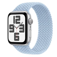 Apple Watch SE GPS, 44mm Silver Aluminium Case with Light Blue Braided Solo Loop